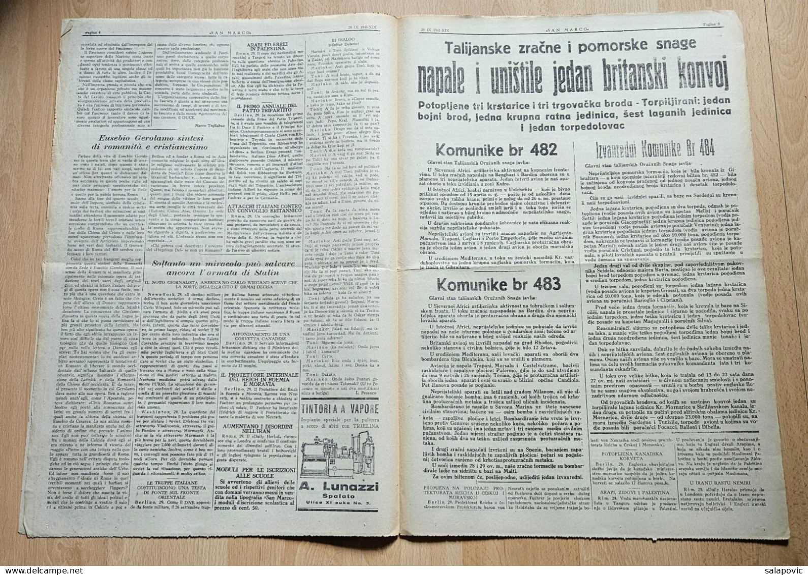 San Marco! 128/1941  Edizione Di Spalato Newspaper Italian Occupation Of Split - Andere & Zonder Classificatie