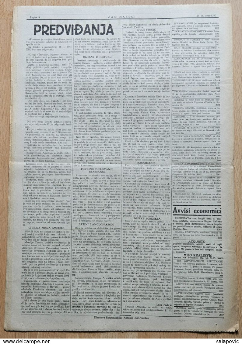 San Marco! 127/1941  Edizione Di Spalato Newspaper Italian Occupation Of Split - Andere & Zonder Classificatie