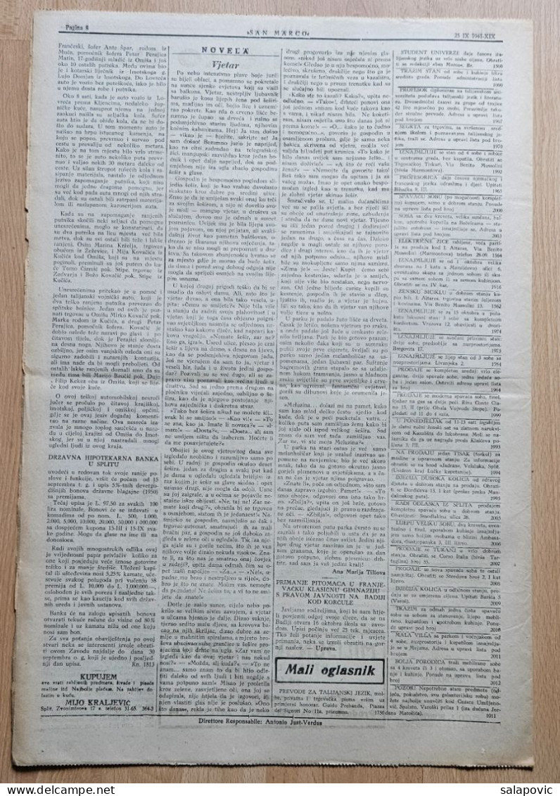 San Marco! 125/1941  Edizione Di Spalato Newspaper Italian Occupation Of Split - Andere & Zonder Classificatie