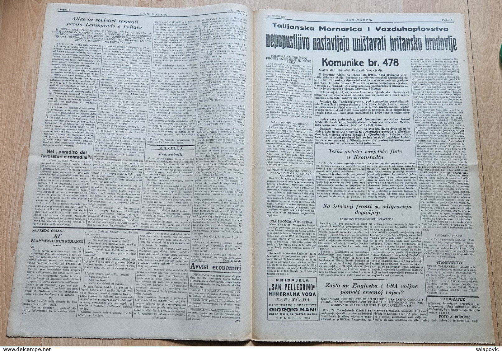 San Marco! 124/1941  Edizione Di Spalato Newspaper Italian Occupation Of Split GIL SPALATO FOOTBALL - Andere & Zonder Classificatie