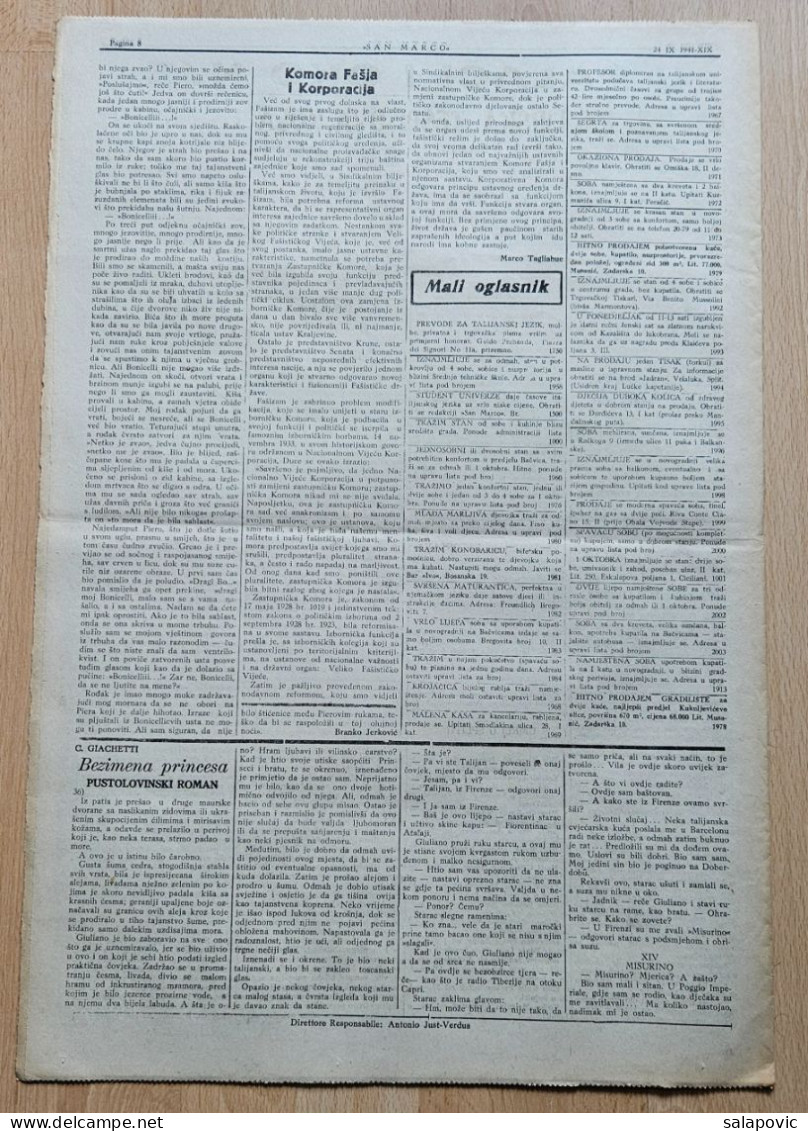 San Marco! 124/1941  Edizione Di Spalato Newspaper Italian Occupation Of Split GIL SPALATO FOOTBALL - Andere & Zonder Classificatie