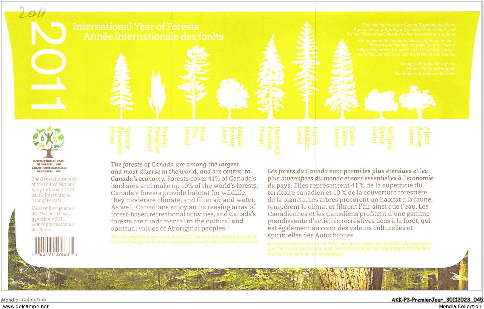 AKKP3-0145-PREMIER JOUR - CANADA - ANNEE INTERNATIONALE DES FORETS - 2011 - 2011-...