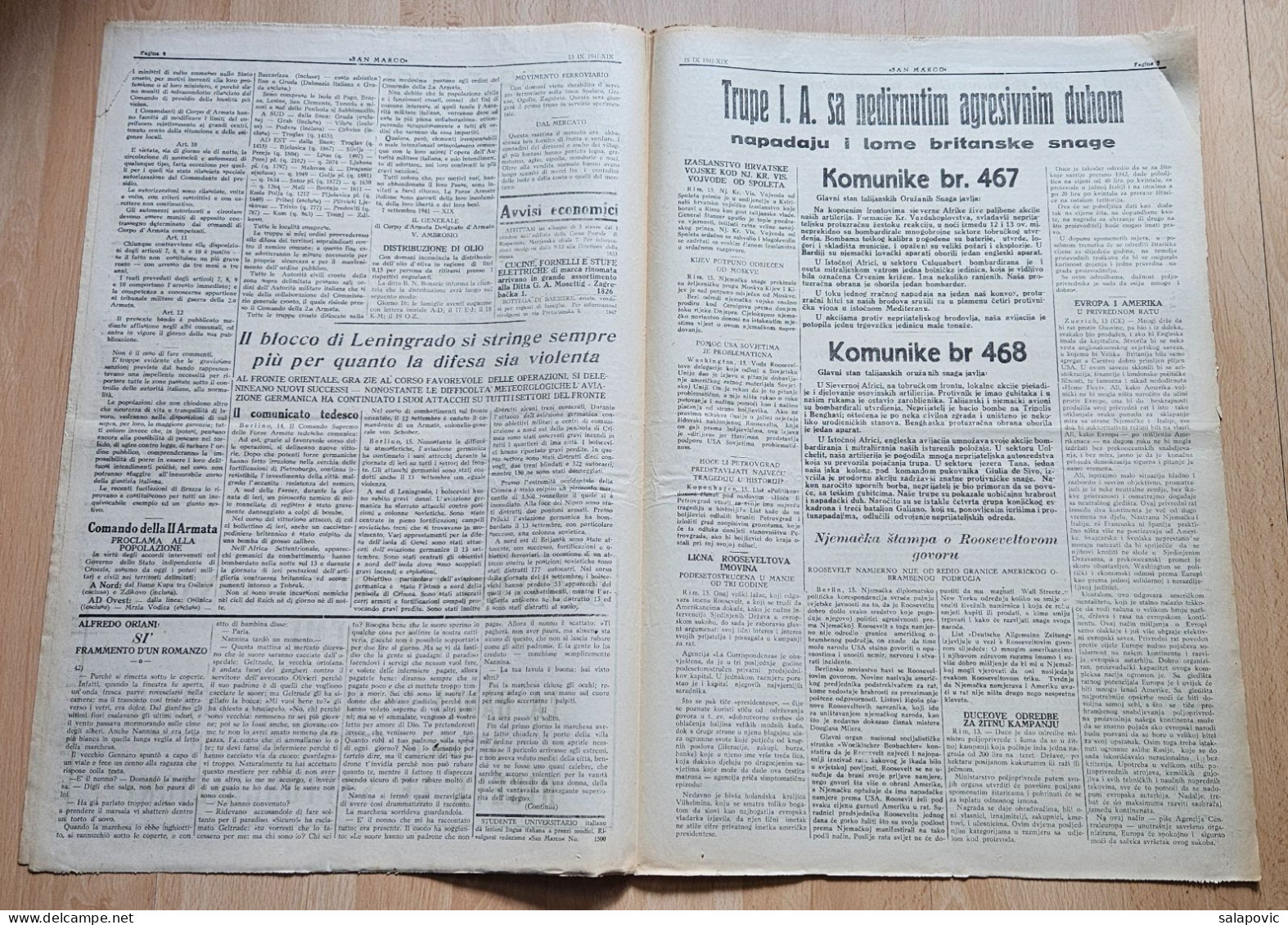 San Marco! 116/1941  Edizione Di Spalato Newspaper Italian Occupation Of Split, Streljanja Na Bracu, Brač - Other & Unclassified