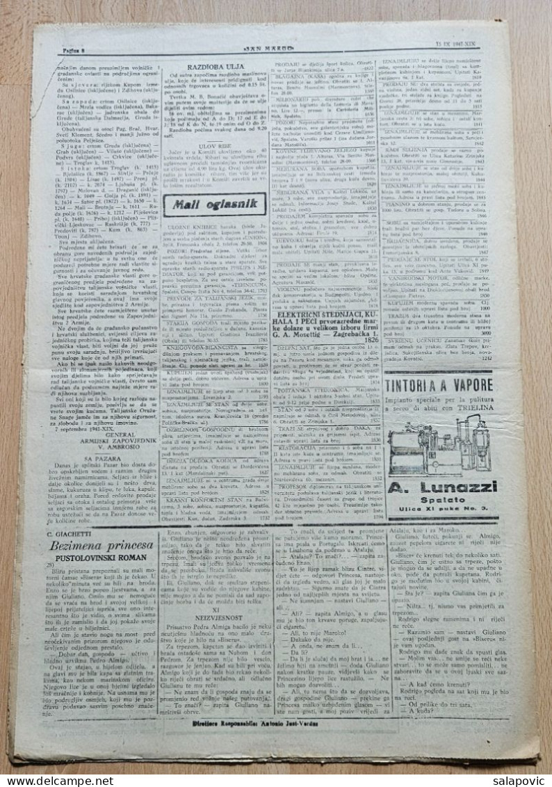 San Marco! 116/1941  Edizione Di Spalato Newspaper Italian Occupation Of Split, Streljanja Na Bracu, Brač - Andere & Zonder Classificatie