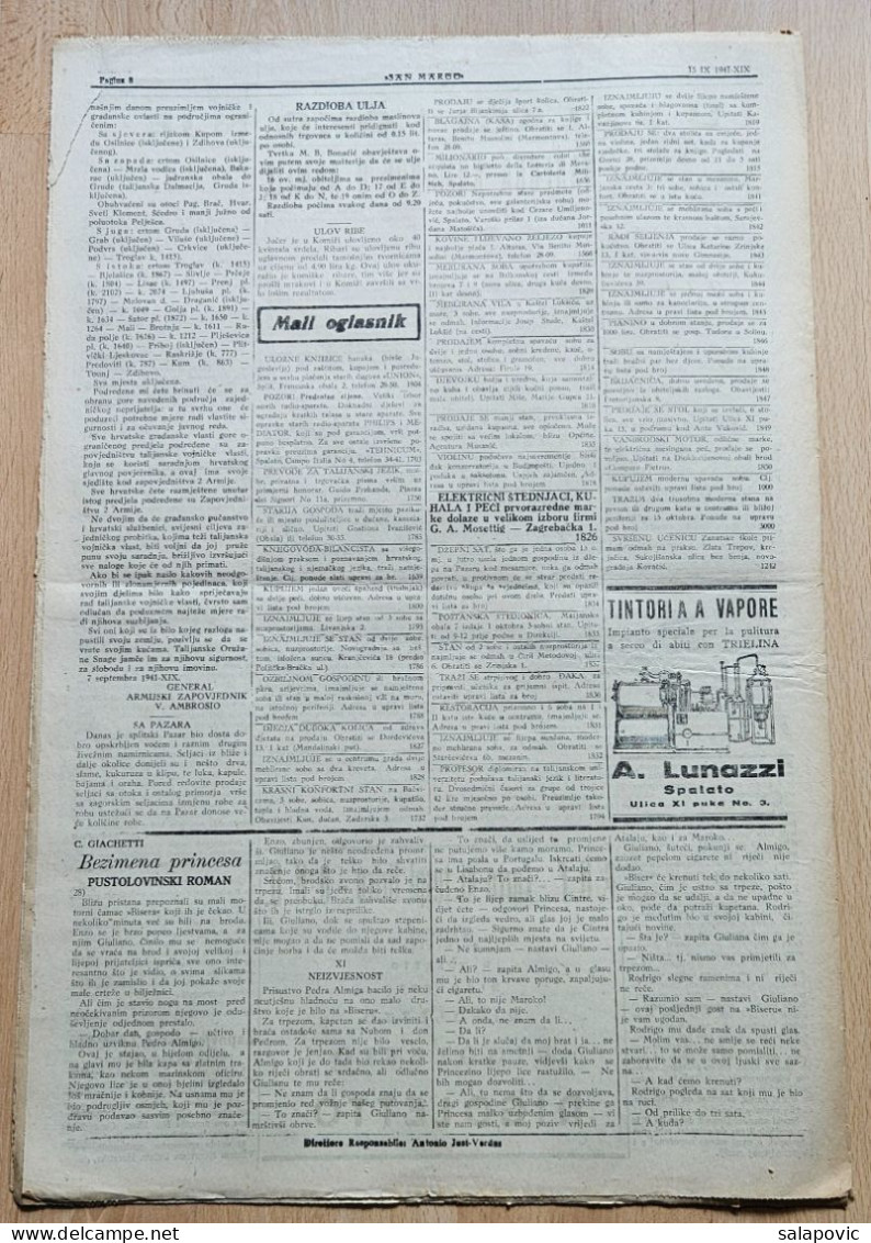 San Marco! 116/1941  Edizione Di Spalato Newspaper Italian Occupation Of Split, Streljanja Na Bracu, Brač - Altri & Non Classificati