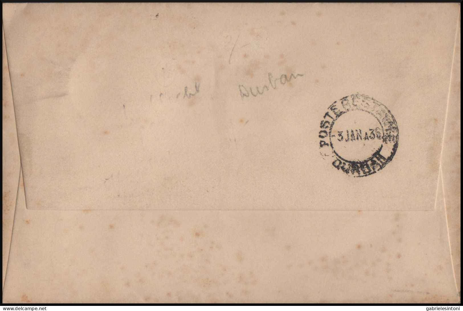 PV 14 - 2/1/1936 - First Flight From Port Elizabeth. Letter Sent From South Africa To Great Britain. - Cabo De Buena Esperanza (1853-1904)