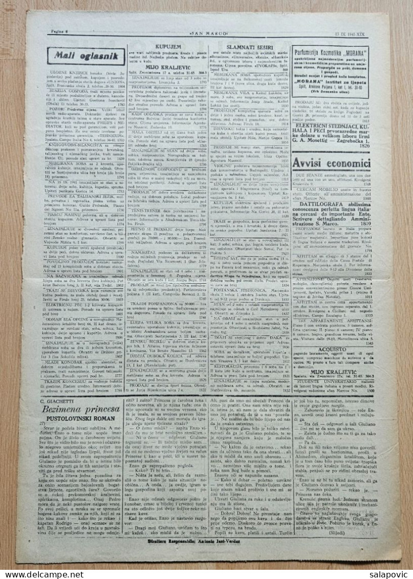 San Marco! 115/1941  Edizione Di Spalato Newspaper Italian Occupation Of Split - Other & Unclassified