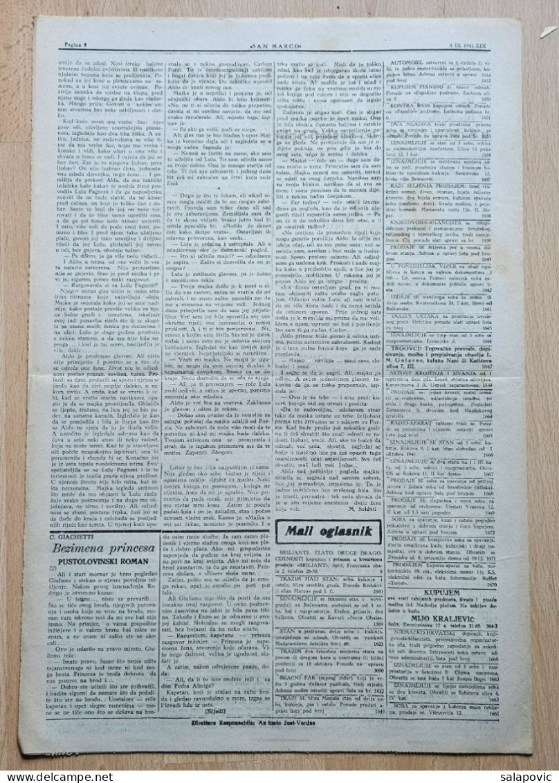 San Marco! 107/1941  Edizione Di Spalato Newspaper Italian Occupation Of Split, Bombardirani Torbuk, Marsa Matruh - Andere & Zonder Classificatie