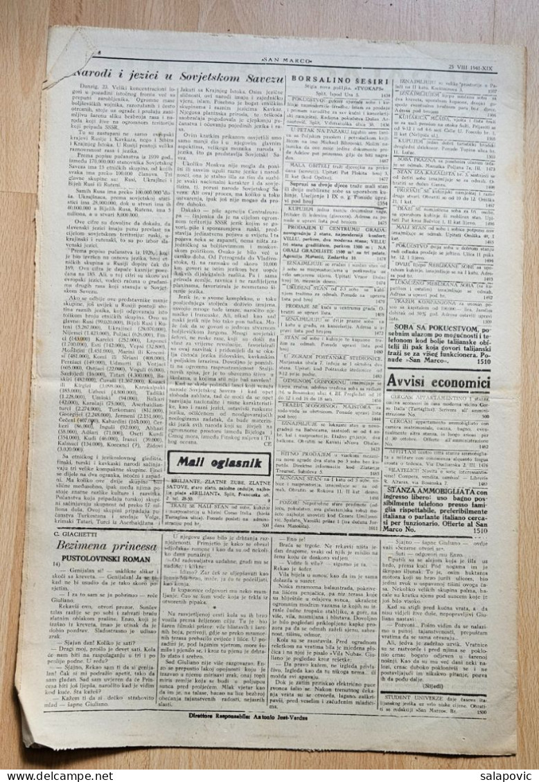 San Marco! 98/1941  Edizione Di Spalato Newspaper Italian Occupation Of Split - Other & Unclassified