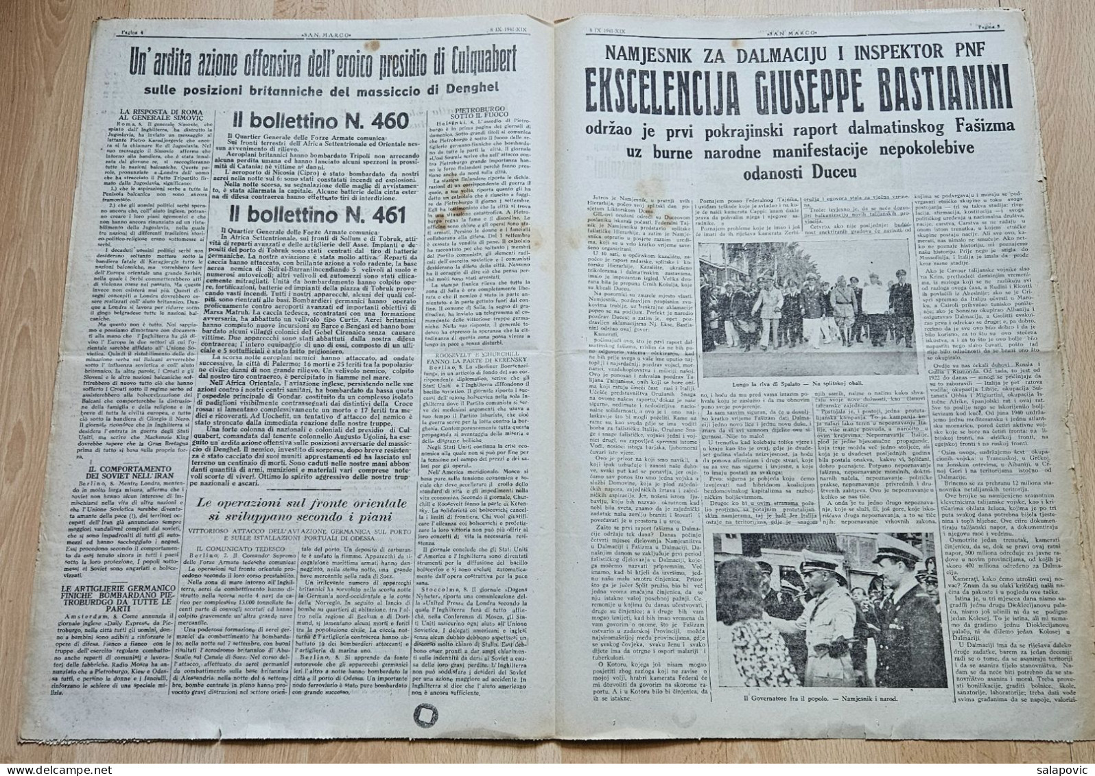 San Marco! 110/1941  Edizione Di Spalato Newspaper Italian Occupation Of Split, Giuseppe Bastianini - Autres & Non Classés