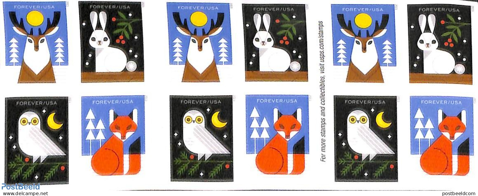 United States Of America 2023 Winter Woodland Animals Booklet S-a, Double Sided, Mint NH, Nature - Animals (others & M.. - Ongebruikt
