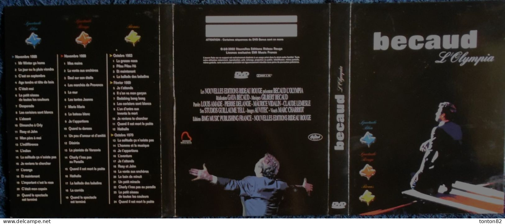 BÉCAUD - L'OLYMPIA - Coffret De 3 DVD -  Concerts : Bleu - Rouge - Jaune ( 64 Chansons ) + Un Livret  22 Pages . - Konzerte & Musik