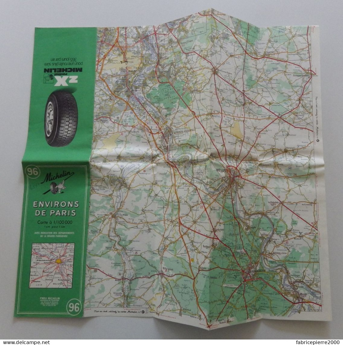 MICHELIN Carte routière n°96 - Environs de Paris 17e édition 1973 EXCELLENT ETAT