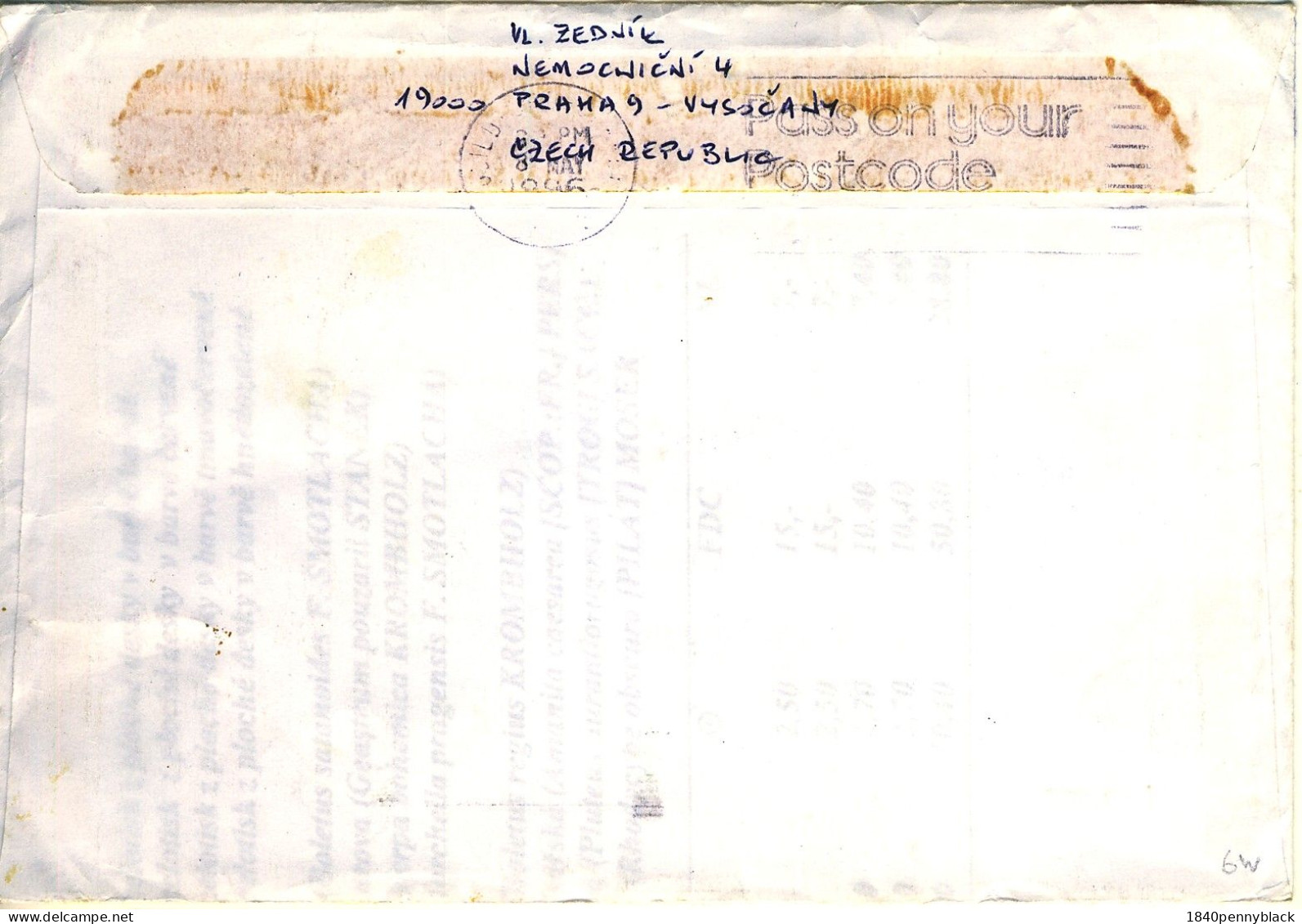 Czech Republic 1996 Return To Sender Cover From UK With Two Labels. - Brieven En Documenten