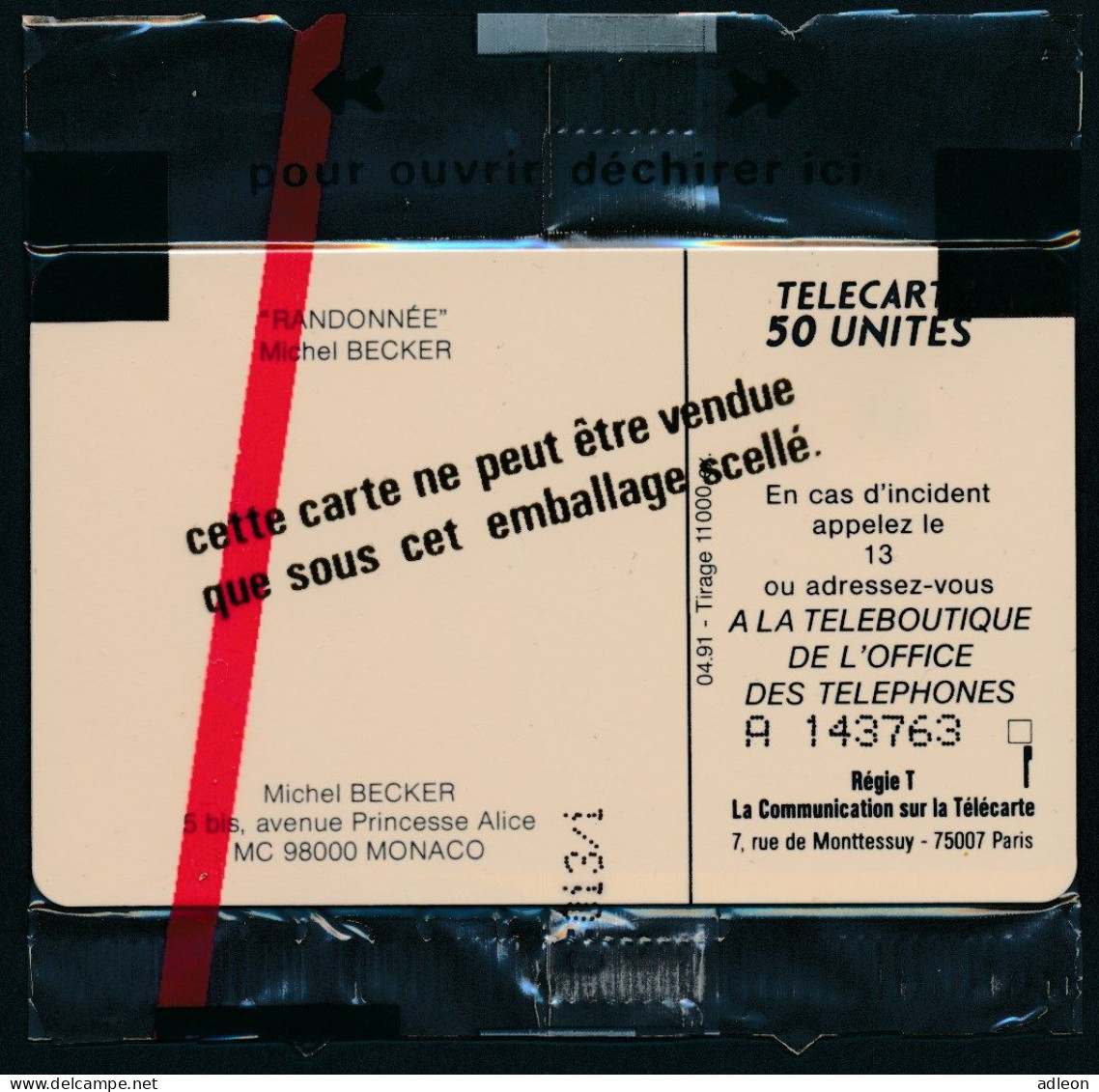 Monaco - Privées-Publiques N° Phonecote ME4 - RANDONNEE Michel Becker (50U SO3 NSB) - Monaco