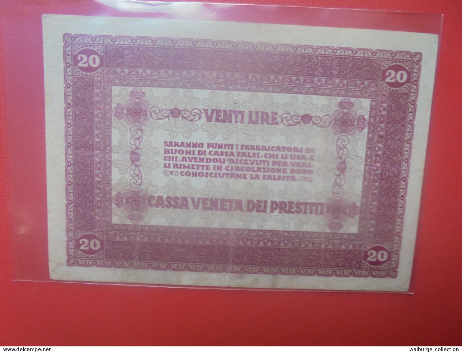 CASSA VENETA DEI PRESTITI 20 LIRE 1918 Circuler  (B.34) - Oostenrijkse Bezetting Van Venetië