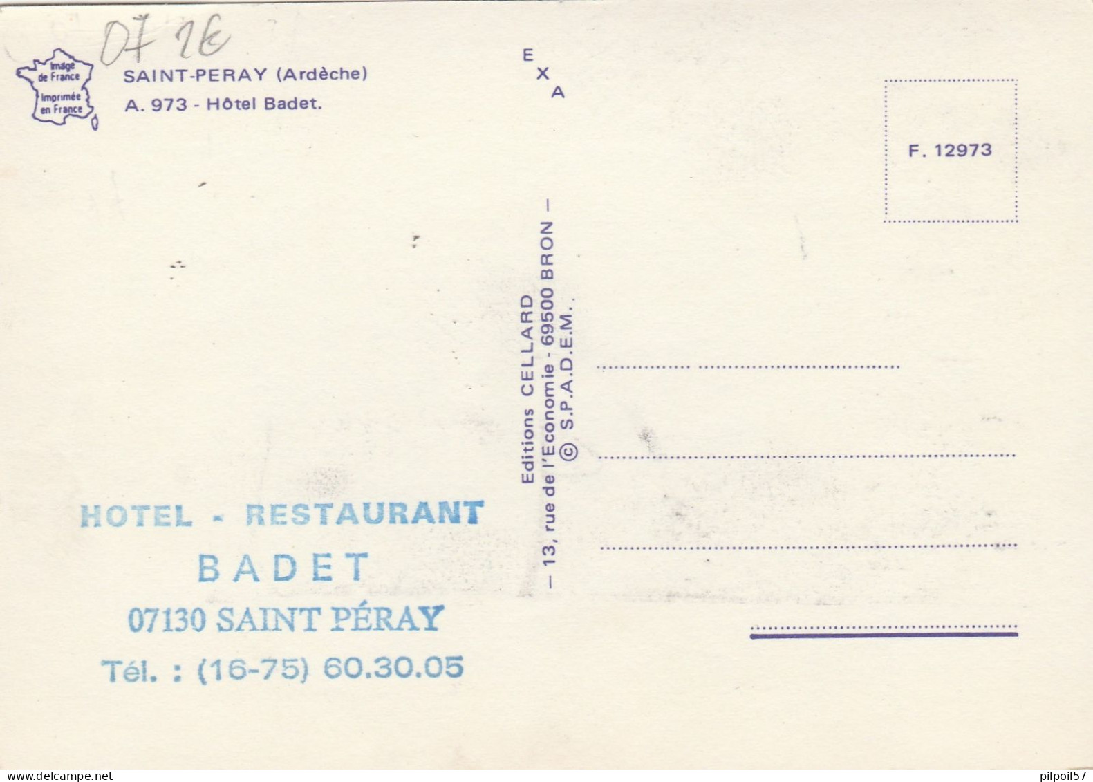 07 - SAINT PERAY - Hôtel Badet - Saint Péray