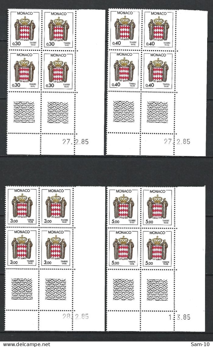 Coin Datés De Monaco Taxe  Neuf ** N 75 / 82 - Postage Due