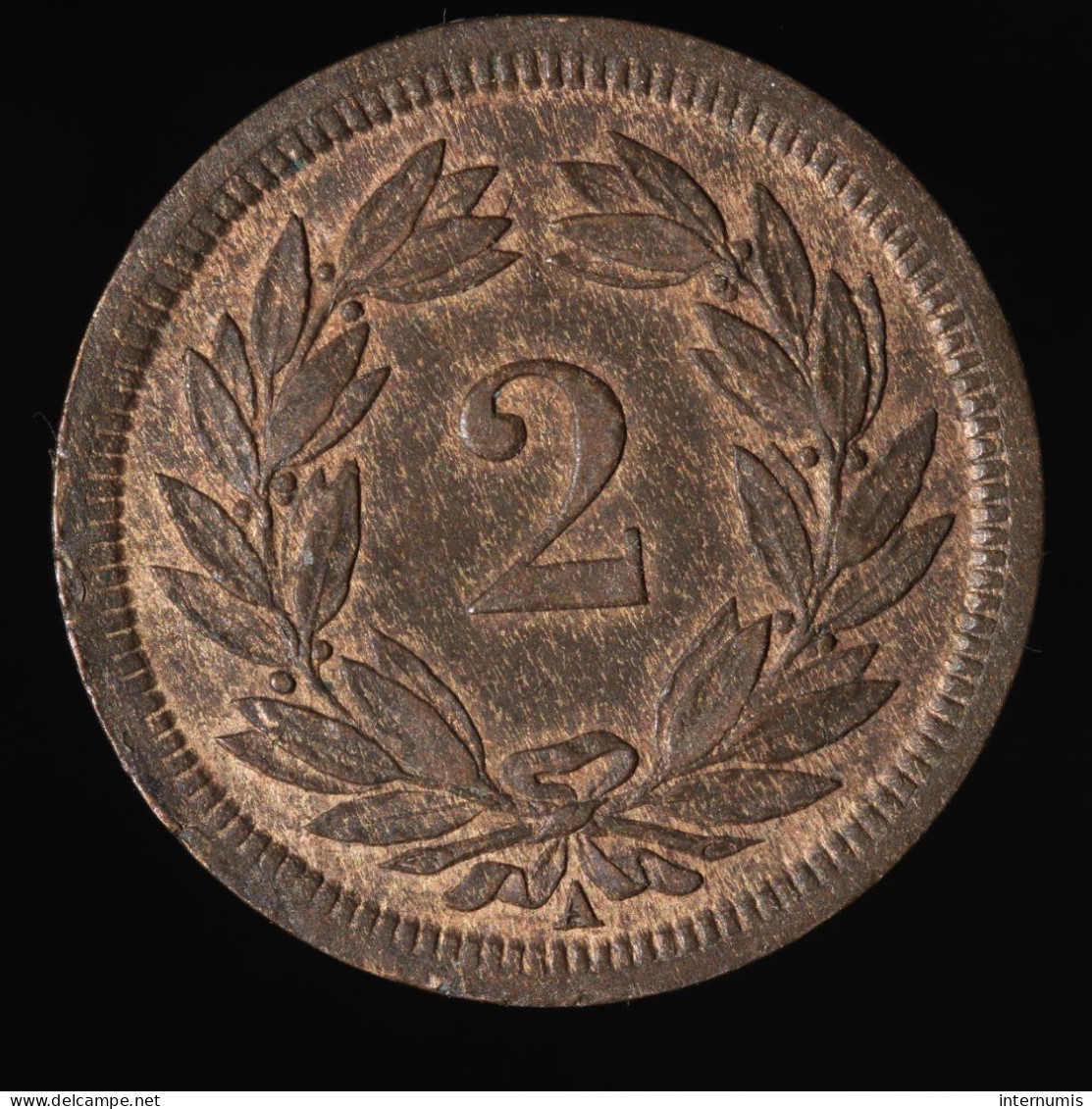  Suisse / Switzerland, , 2 Rappen, 1850, Paris, Bronze, NC (UNC),
KM#4.1 - 1 Franc