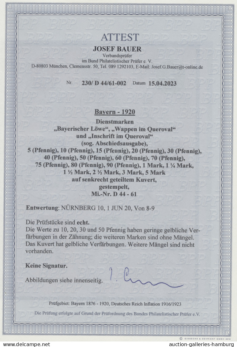 Bayern - Dienstmarken: 1920, Abschieds-Dienstmarken 18 Werte Komplett Gestempelt - Otros & Sin Clasificación