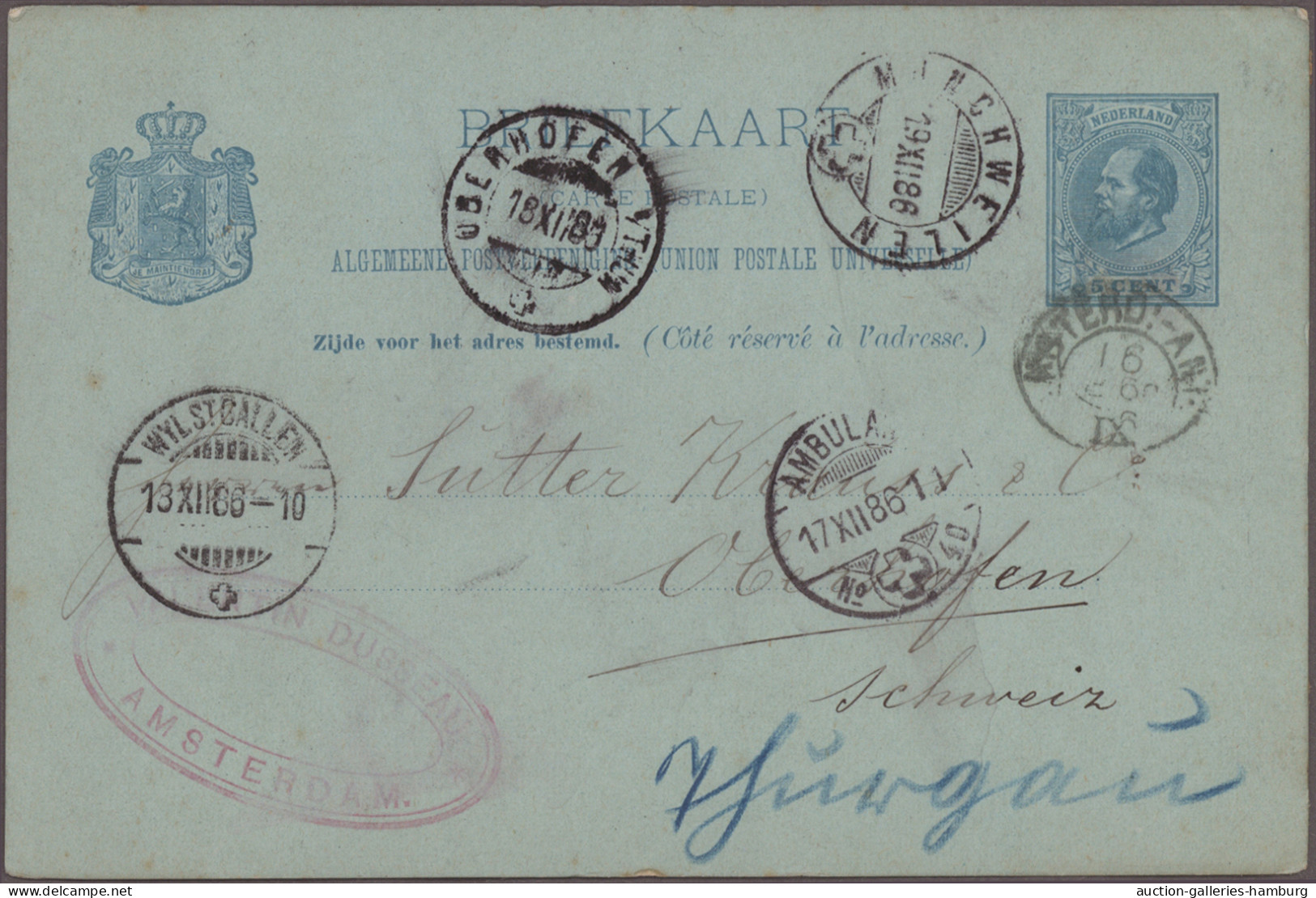 Netherlands: 1886/1948 Group Of 9 Covers, A Picture Postcard And Postal Statione - Cartas & Documentos