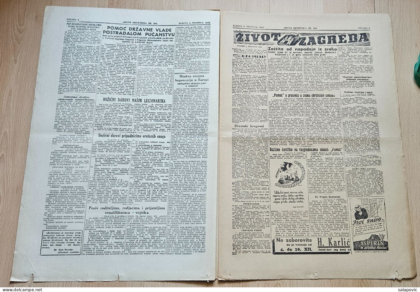 Nova Hrvatska 1943 Br. 284 NDH Croatia Ustasa Newspaper, Ivan Werner - Altri & Non Classificati