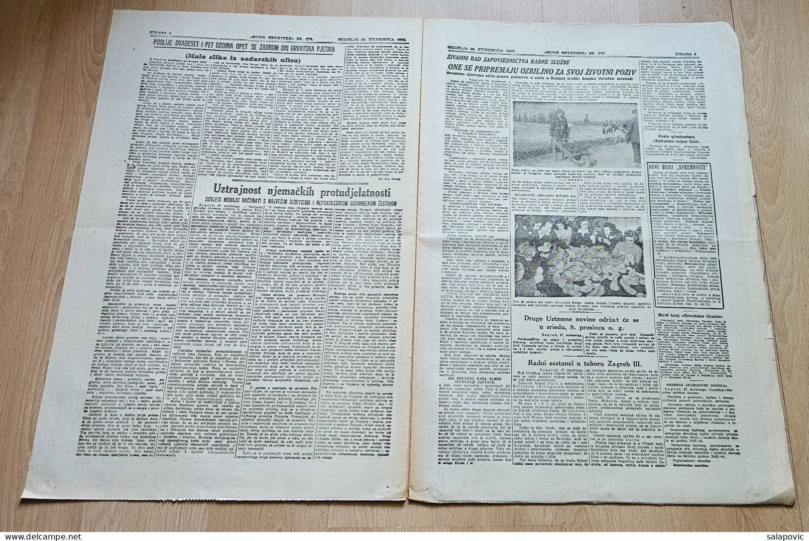 Nova Hrvatska 1943 Br. 279 NDH Croatia Ustasa Newspaper, Ivan Werner, Radna Služba Ženska Ustaška Mladež - Otros & Sin Clasificación