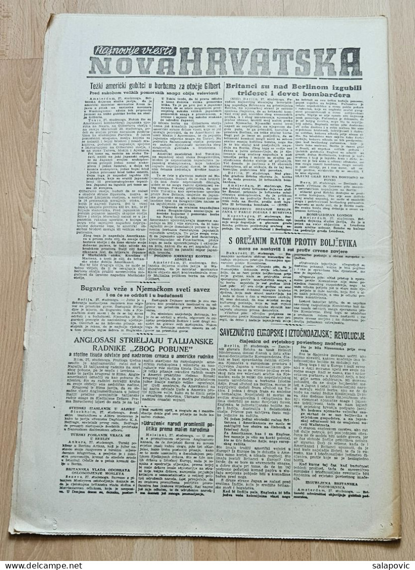 Nova Hrvatska 1943 Br. 279 NDH Croatia Ustasa Newspaper, Ivan Werner, Radna Služba Ženska Ustaška Mladež - Otros & Sin Clasificación