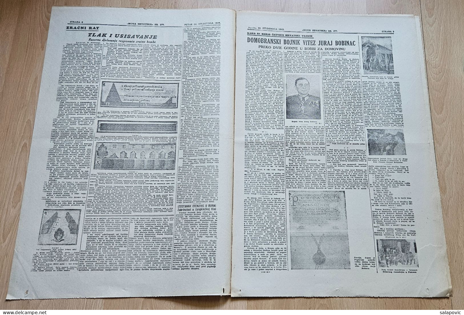 Nova Hrvatska 1943 Br. 277 NDH Croatia Ustasa Newspaper, Domobranski Bojnik Juraj Bobinac - Other & Unclassified