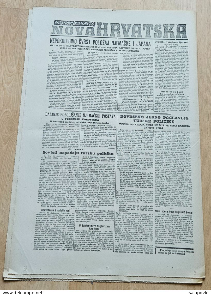 Nova Hrvatska 1943 Br. 277 NDH Croatia Ustasa Newspaper, Domobranski Bojnik Juraj Bobinac - Other & Unclassified