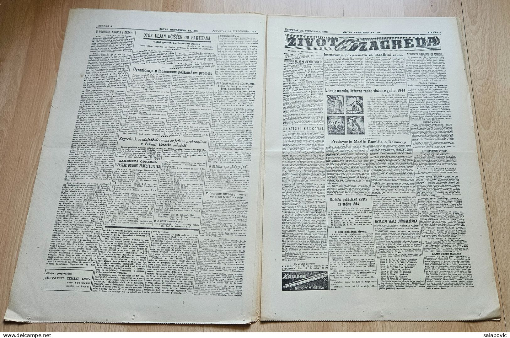 Nova Hrvatska 1943 Br. 276 NDH Croatia Ustasa Newspaper - Otros & Sin Clasificación