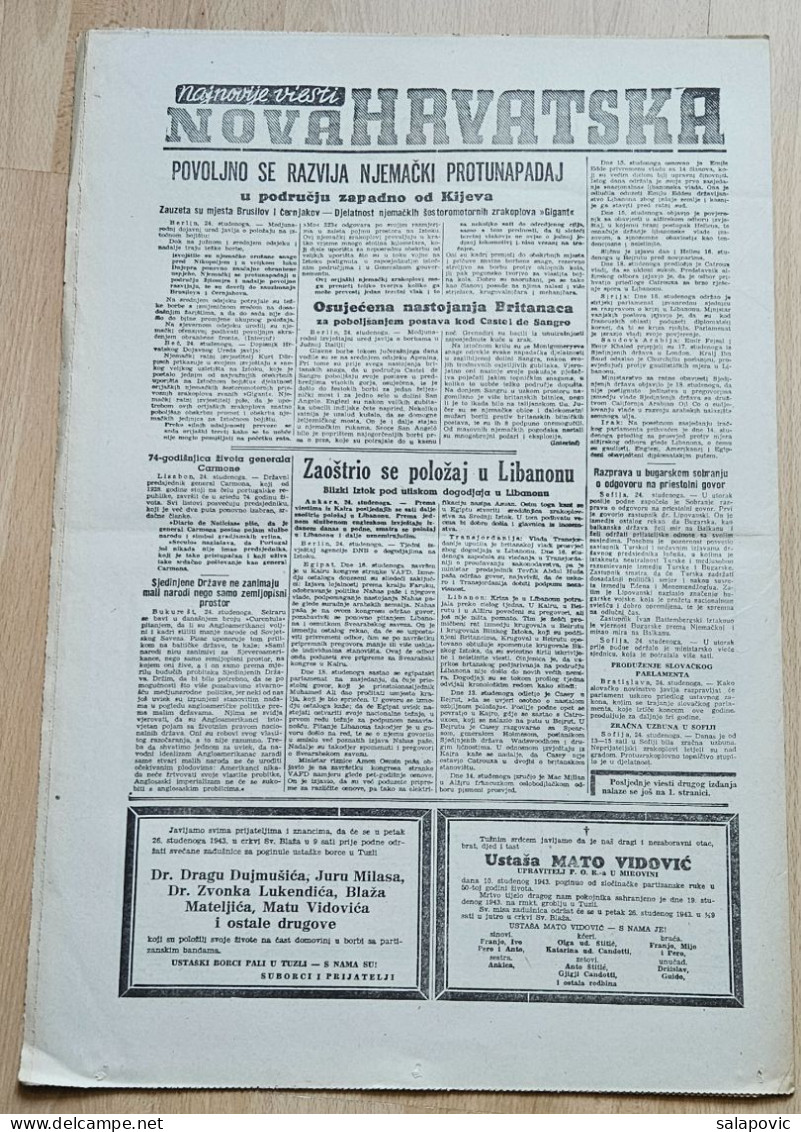 Nova Hrvatska 1943 Br. 276 NDH Croatia Ustasa Newspaper - Altri & Non Classificati