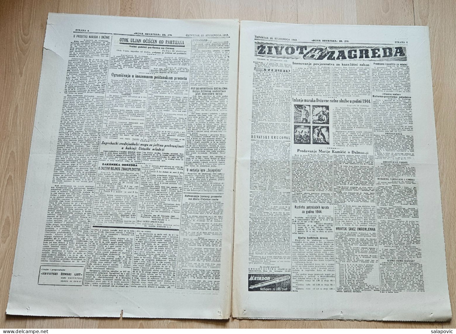 Nova Hrvatska 1943 Br. 276 NDH Croatia Ustasa Newspaper, Ante Paveluc, Juraj Bobinac - Andere & Zonder Classificatie