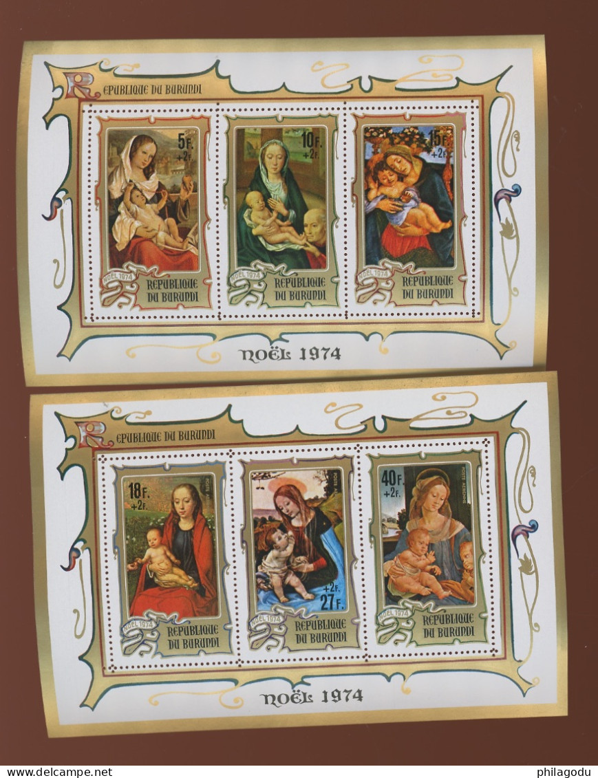 1974 NOEL XtMas Paintings +2F  Cob: 661/663 + Av + Blocs 82-83    Mi.1121/265 + BK 84-85. Cote 21,-€ - Unused Stamps