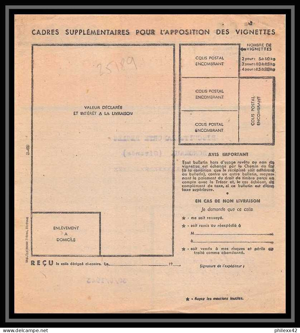25189 Bulletin D'expédition France Colis Postaux Fiscal N° 204 LILLE Pour Bordeaux 30/09/1943 - Brieven & Documenten