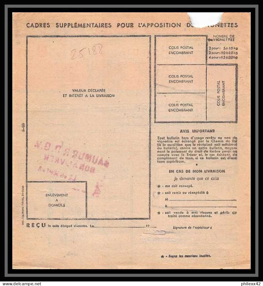 25188 Bulletin D'expédition France Colis Postaux Fiscal N° 204 Paris Pour SAUMUR 1/9/1943 - Cartas & Documentos