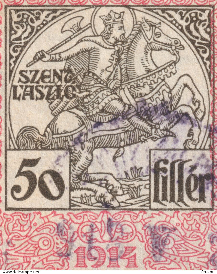 1914 Hungary - Revenue Tax Fiscal Stamp - PAIR 40 + 60 Fill. - Used - Saint Laszlo Ladislaus / HORSE - Fiscales