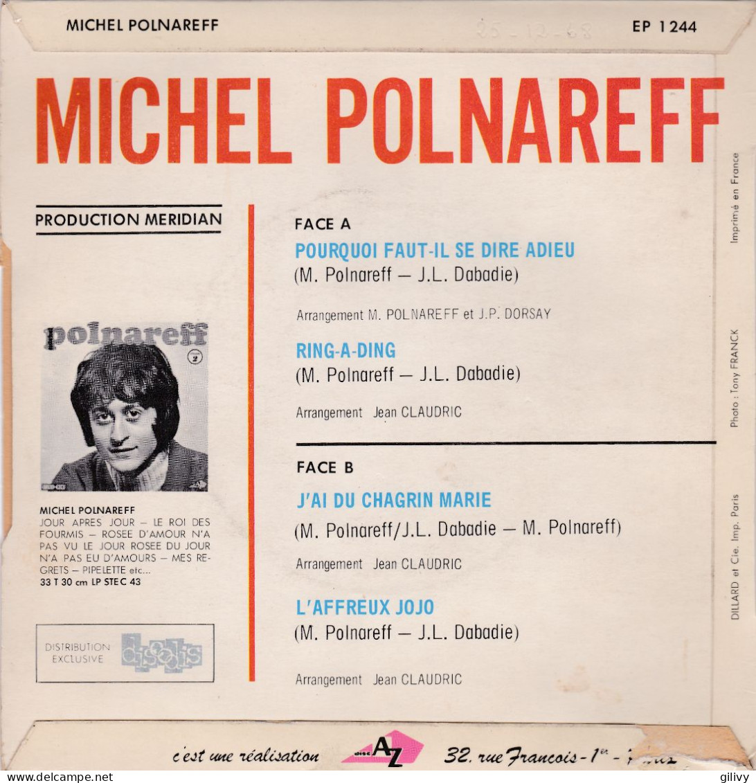 MICHEL POLNAREFF : " Pourquoi Faut-il Se Dire Adieu " - EP - Otros - Canción Francesa