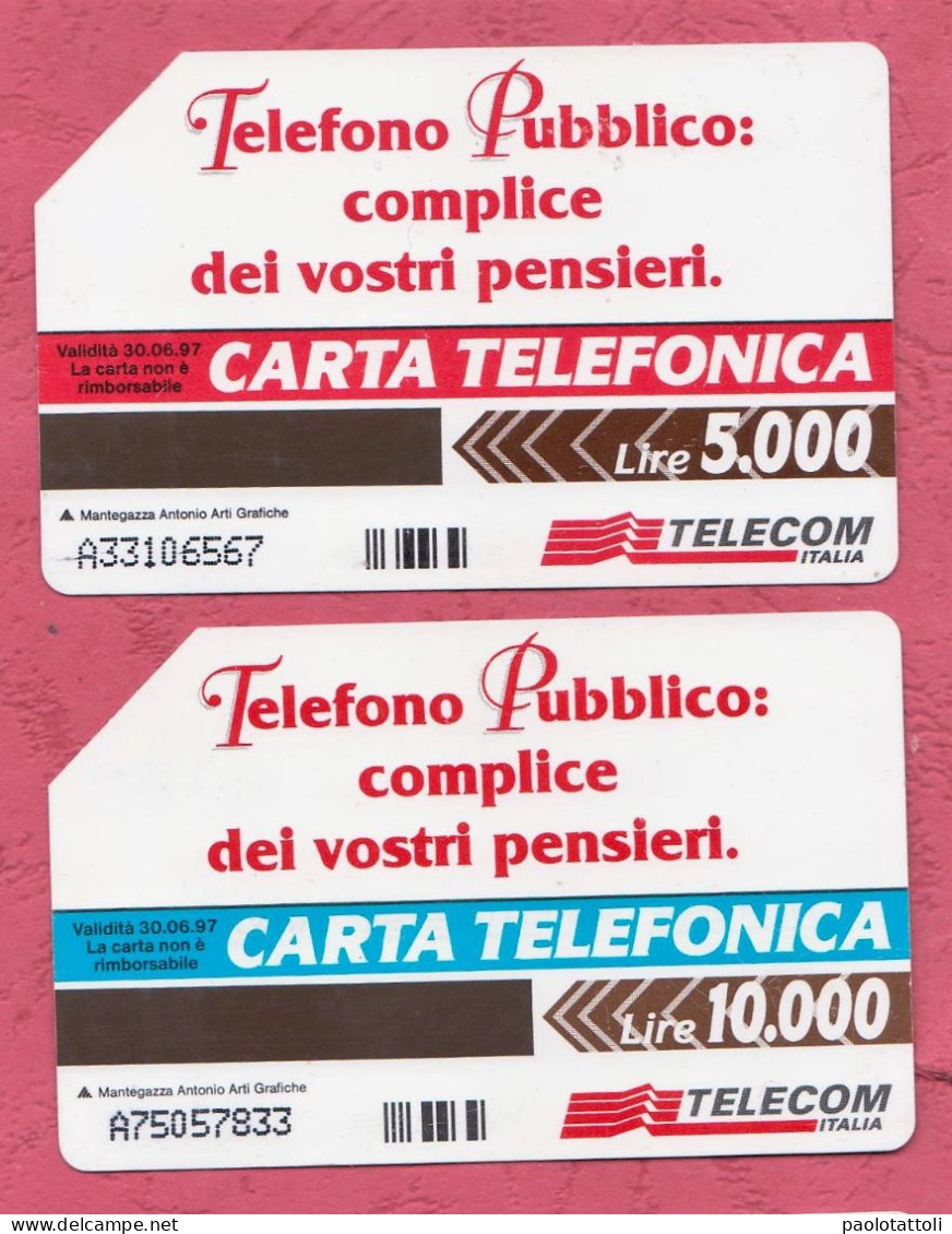 Italy- Telecom- Telefono Pubblico. Variety Alphanumerical. Golden 477A & 478A- Phone Card Used By 5000 & 10000Lire. - Public Practical Advertising