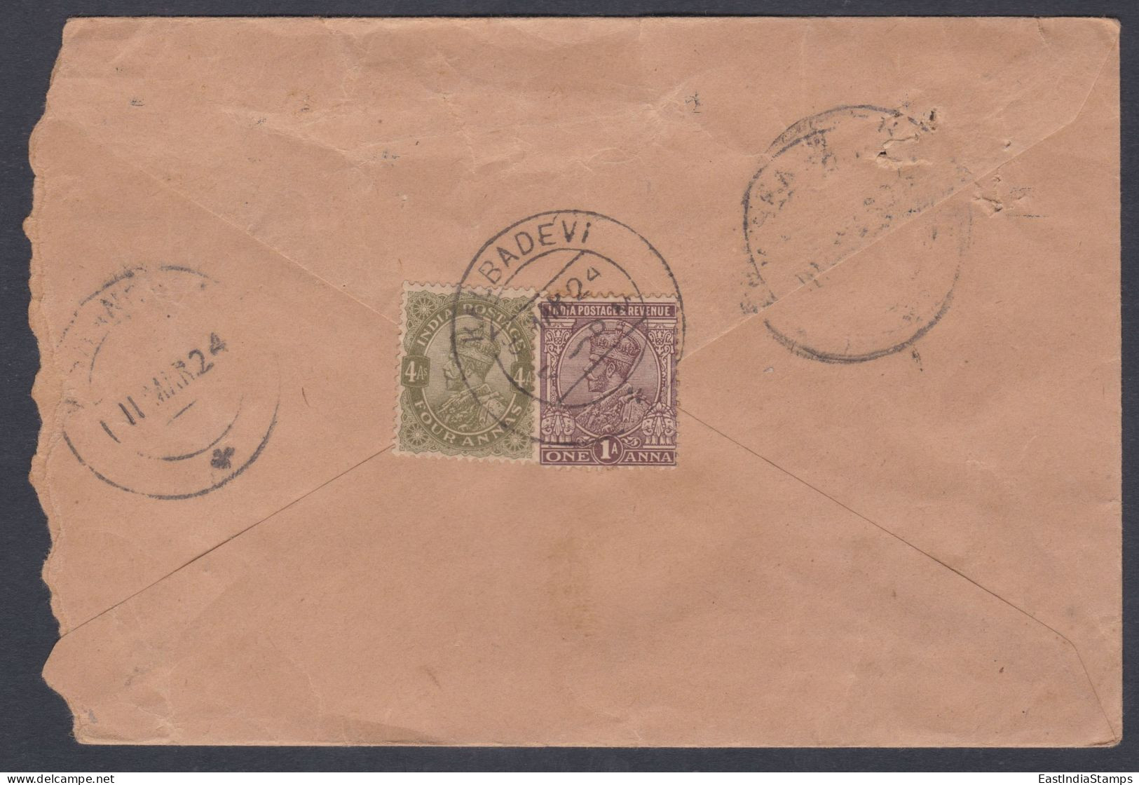 Inde British India 1924 Used Registered Cover VP Label, Value Payable, Bombay To Kishangarh, Medical Officer, Medicine - 1911-35 King George V