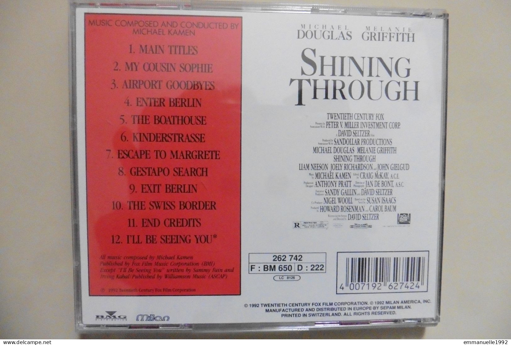 CD Shining Through - Une Lueur Dans La Nuit - BO Du Film De 1992 Avec Michael Douglas Et Melanie Griffith - Filmmuziek
