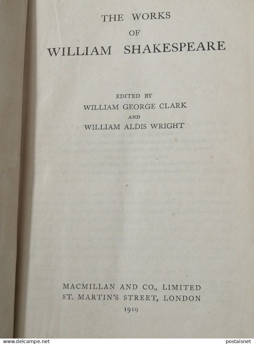 1919 - The Works Of William Shakespeare – The Globe Edition - Littéraire