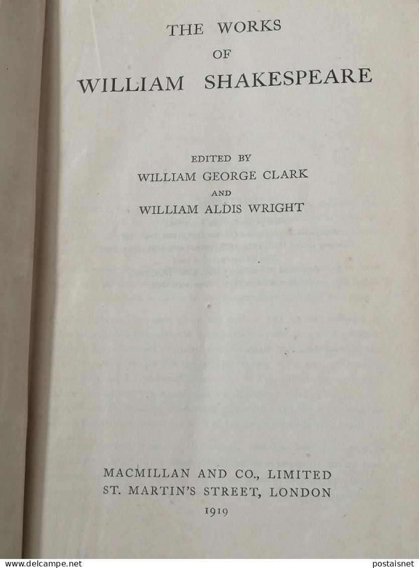 1919 - The Works Of William Shakespeare – The Globe Edition - Literatur