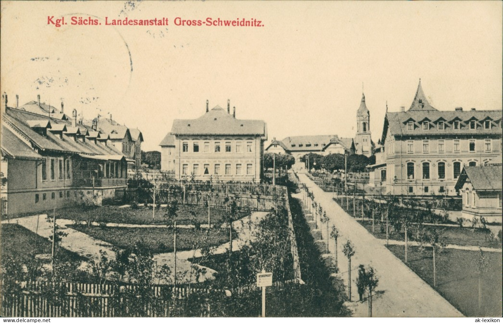 Großschweidnitz (OL) Swó&#324;ca Straßenpartie Sächsische Landesanstalt 1914  - Grossschweidnitz