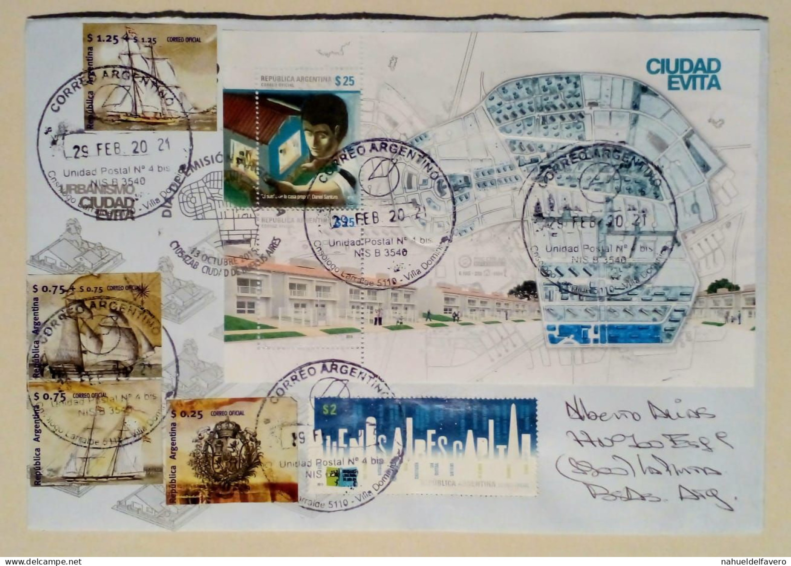 Argentine - Enveloppe Premier Jour Avec Timbres Thèmes Variés (2020) - Used Stamps