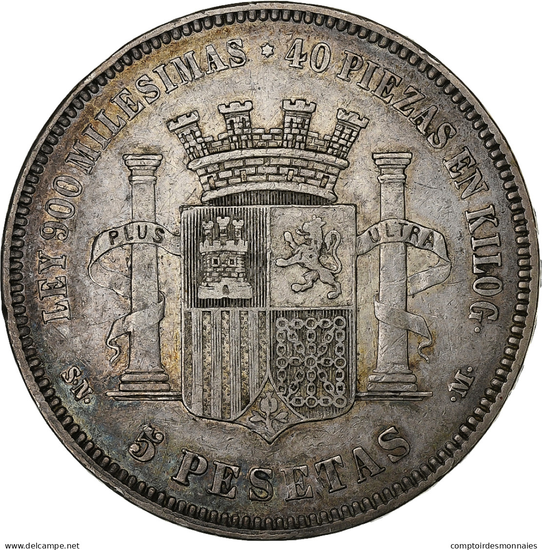 Espagne, Provisional Government, 5 Pesetas, 1870, Madrid, Argent, TTB, KM:655 - Primi Conii