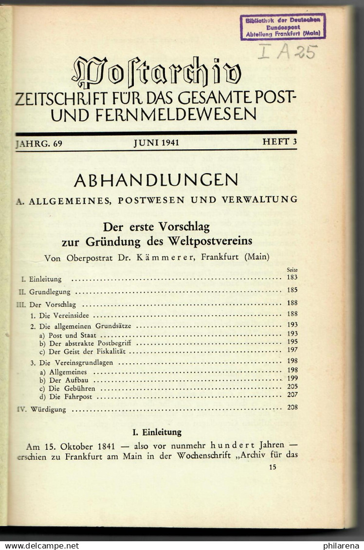 Postarchiv: Band 69, 1941, Heft 3, Gebunden, Themen Siehe Beschreibung - Propaganda