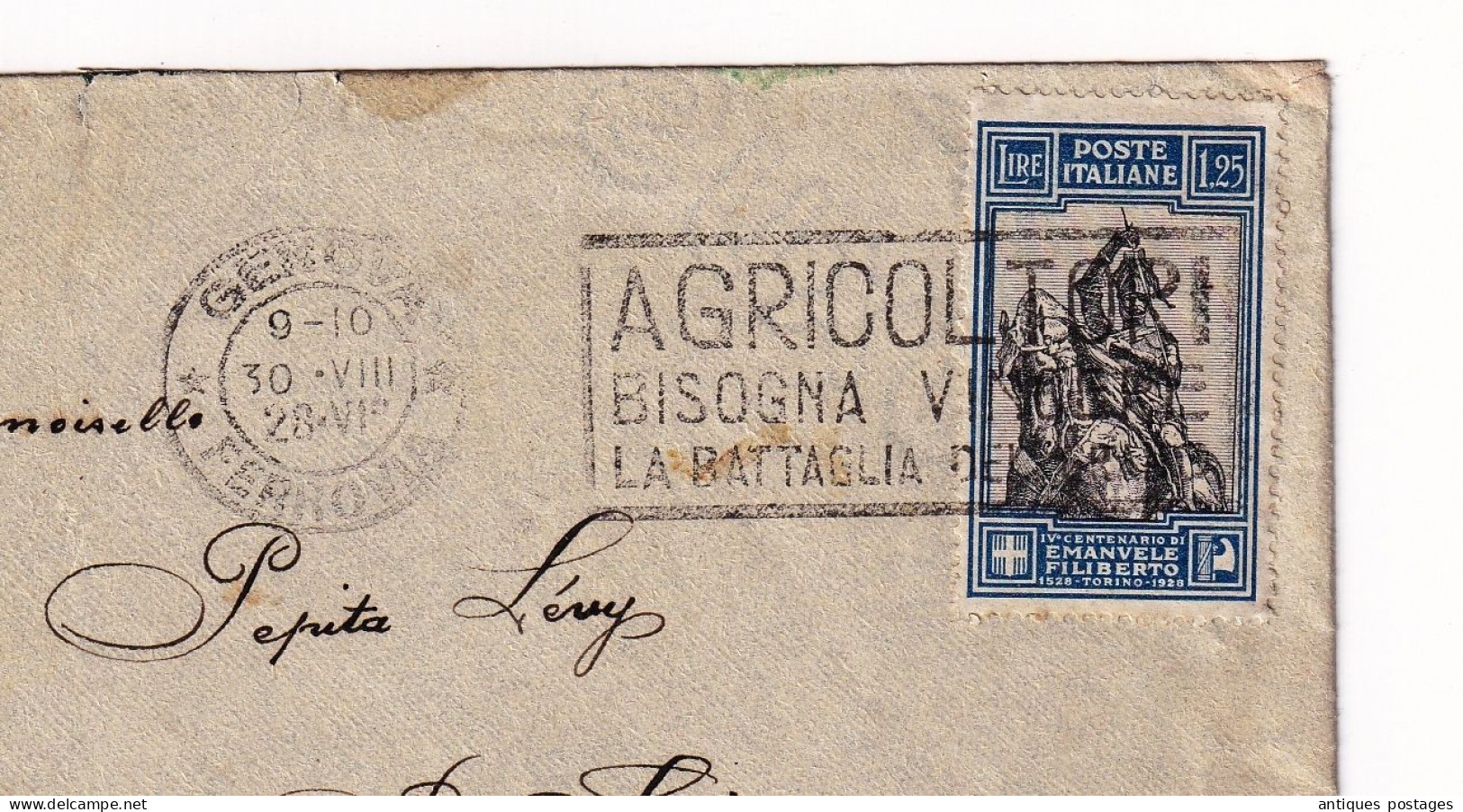 Lettre 1928 Genova Ferrovia Italia Gênes Italie Pepita Levy Bâle Basel Suisse Switzerland - Oblitérés