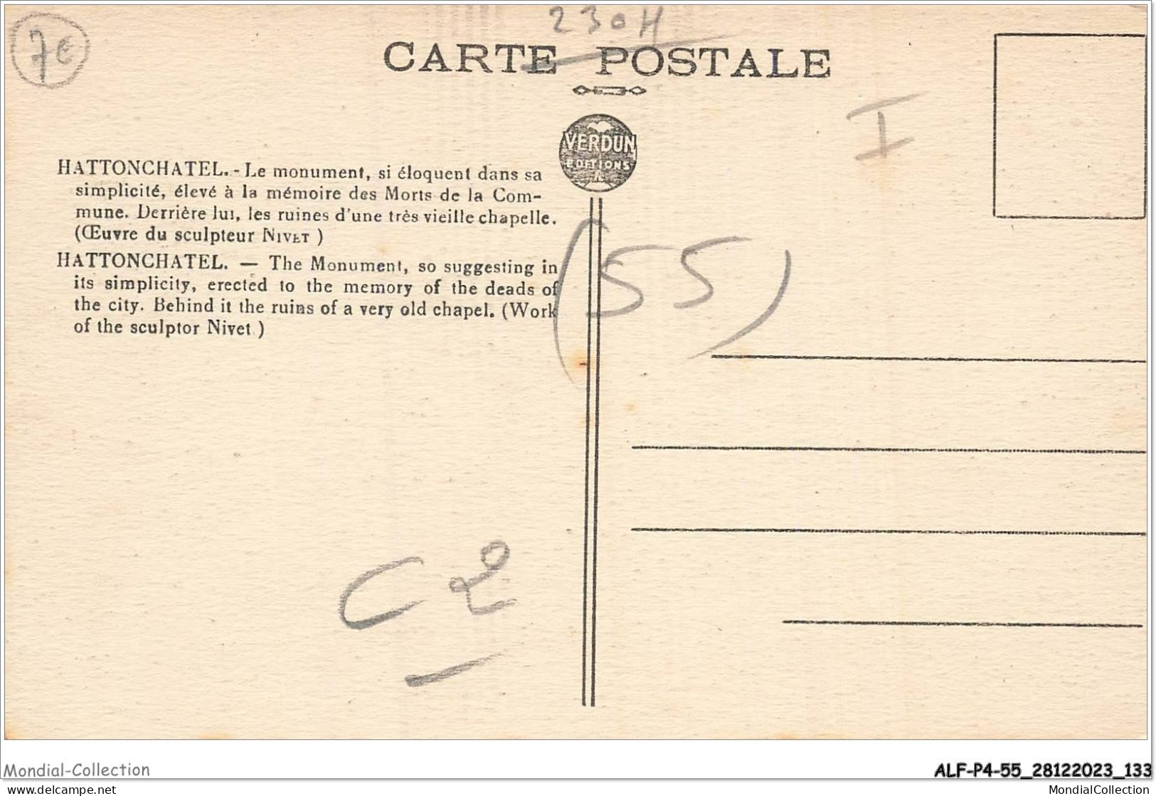 ALFP4-0367-55 - HATTONCHATEL - Le Monument - Si éloquent Dans Sa Simplicité  - Vigneulles Les Hattonchatel