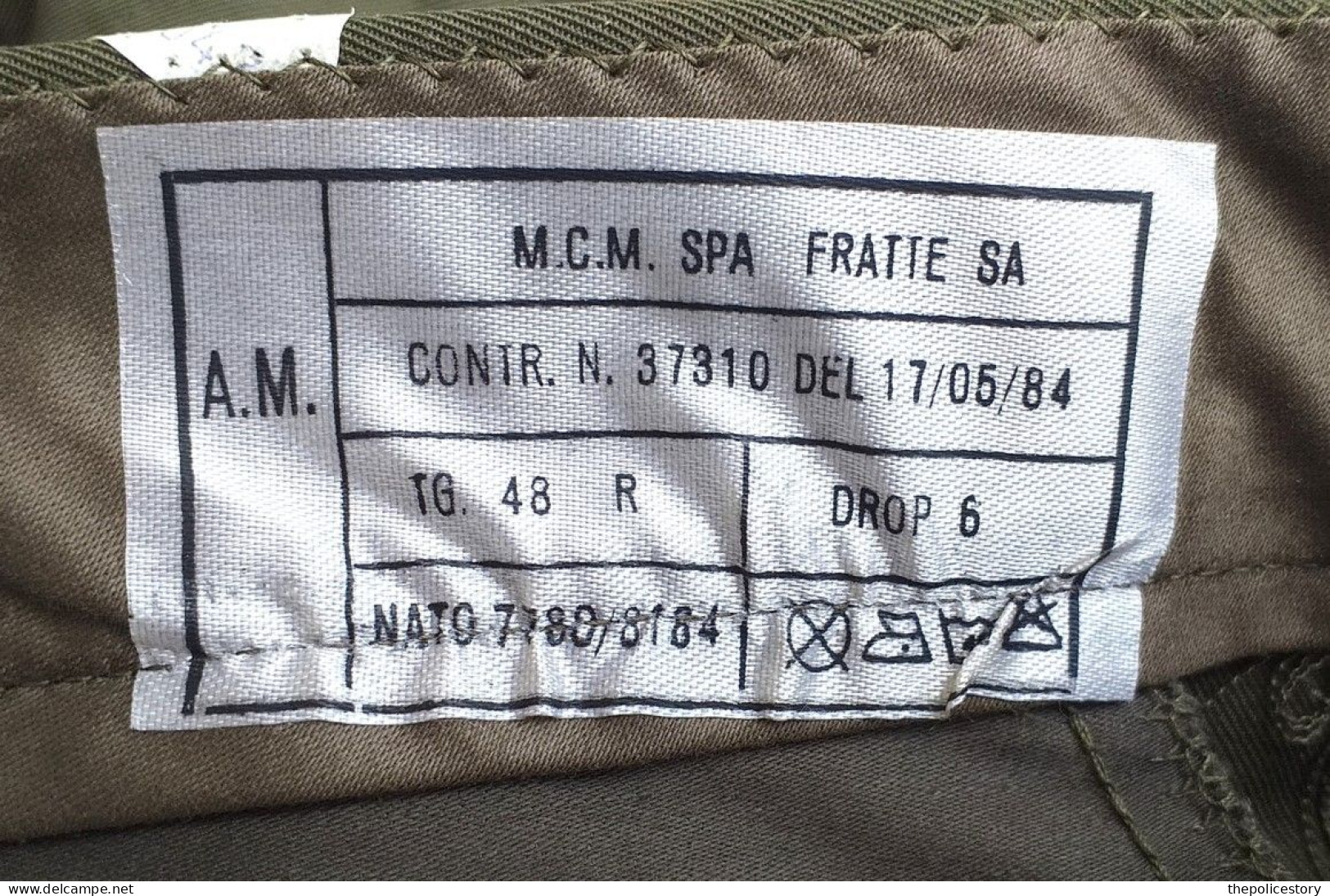 Pantaloni mimetica verde NATO A.M. tg. 48 del 1984 nuovi originali etichettati